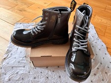 Doc Marten Dr. Martens Boots Size 3 Black Silver Glitter Patent