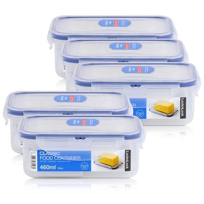 LocknLock Classic HPL814T Frischhaltedose 460ml - Luft & Wasserdicht (5er Pack)