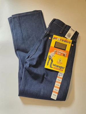Vintage Wrangler 13MWZ Men Jeans 28x30 Cowboy Blue Denim NWT Pro Rodeo DEADSTOCK - Image 1 of 4