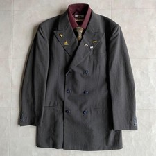 Armani Double Breasted Mens Suit 6 Button Gray Size L Japan 90s Vintage