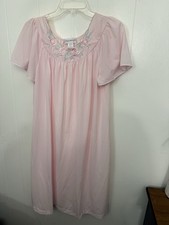 Shadowline M Pink Floral Nightgown Flutter Sleeve Romantic Cottagecore
