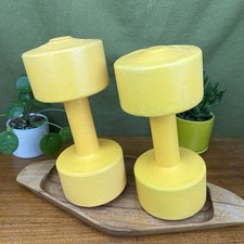 2 x 4.5kg Yellow Vinyl Dumbbells Set Hand Weights Home Fitness Gym Equipment 