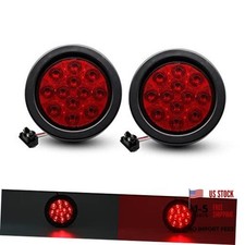 2pcs 4 Inch 12 Super Bright LED Stop Tail Turn Brake Light Assembly Rubber Red