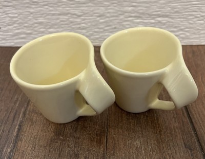 Pair Of Unbranded New Wave Demitasse Espresso Mugs Cups Yellow/cream