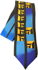 No Boundaries Collection Made in Usa All Silk Luxury Necktie Black/Blue Abstract