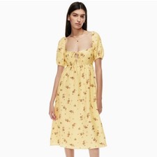 Aritzia Wilfred Rowena Linen Midi Floral cottagecore milkmaid feminine Dress 6