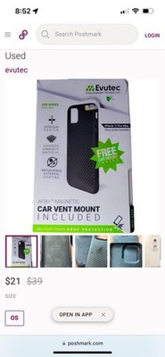Evutec AERGO Series iPhone 12/12 Pro Case + AFIX+ Magnetic Car Vent Mount  Black