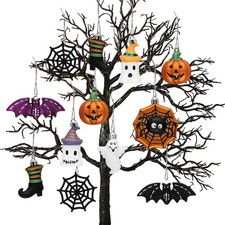 Halloween Tree Ornaments Pumpkin Bat Ghost Spider Hanging Party Decor Set