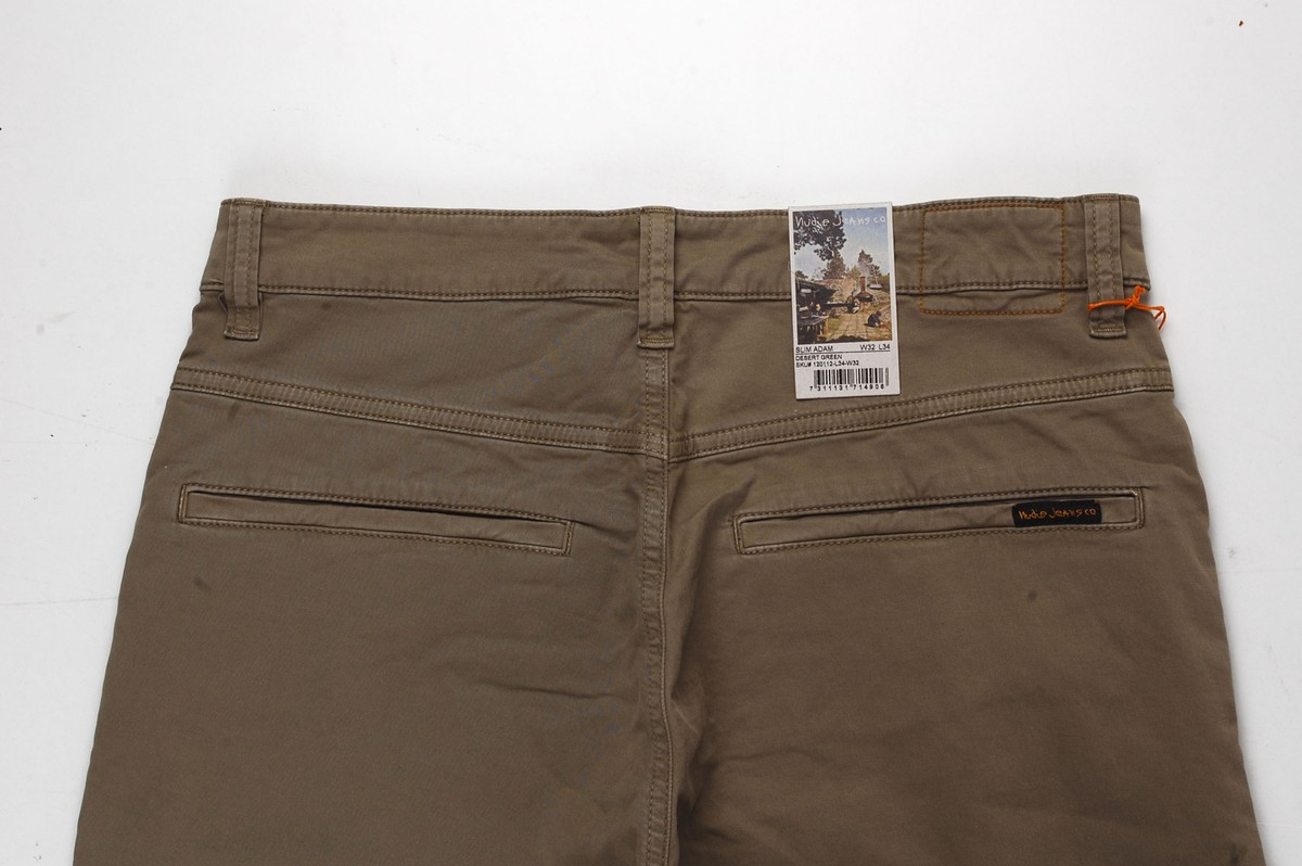 37208 Nudie Jeans Slim Adam Desert Green Pants Khaki Men Jeans