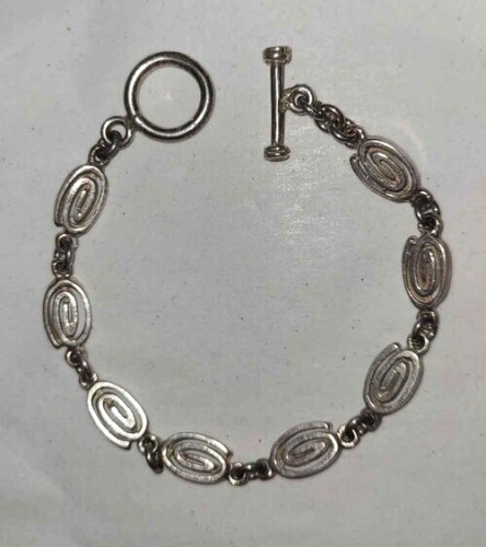 Sterling Silver Chunky Swirly Link Toggle Unique … - image 1