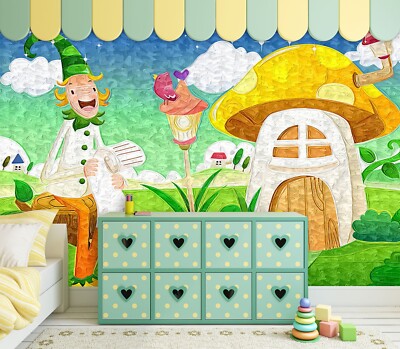 3D Mushroom House G4197 Wallpaper Wall Murals Removable Self-adhesive Honey