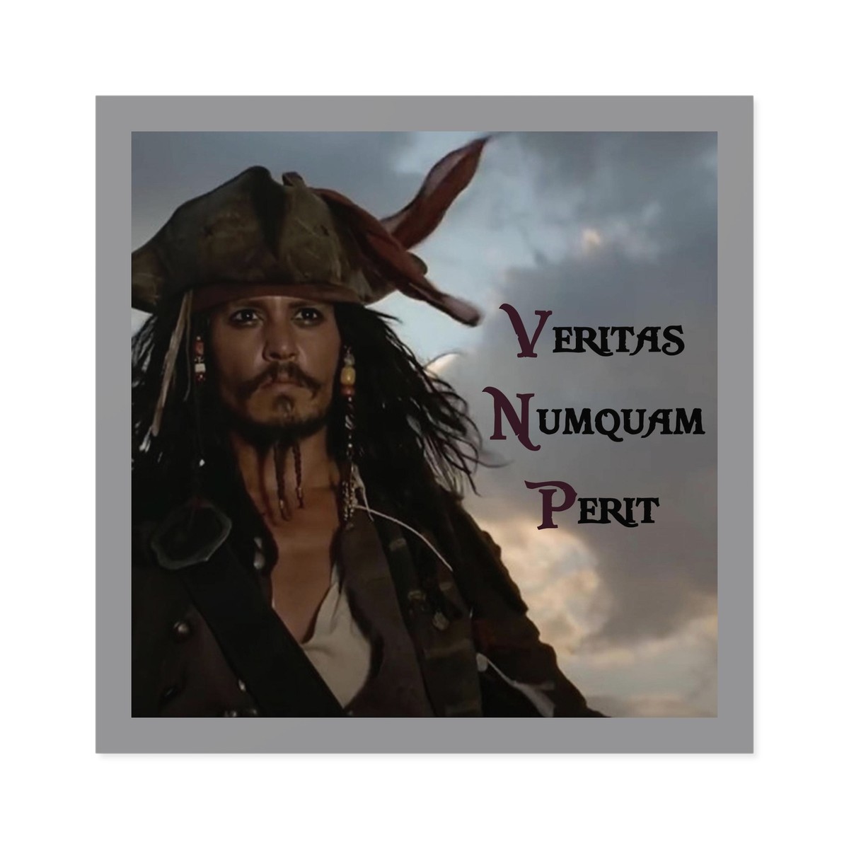 JOHNNY DEPP Square Sticker VERITAS NUMQUAM PERIT TRUTH NEVER PERISHES
