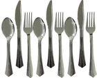 18 PC Metallic Silver PLASTIC Cutlery Set colour Tableware Dinnerware Flatware