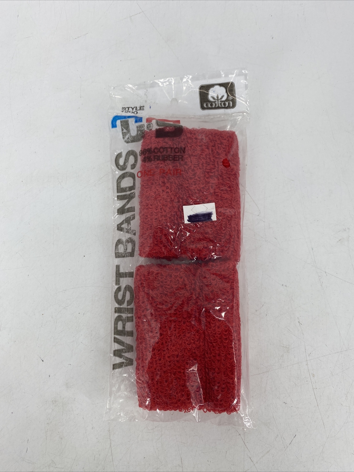 2 PACK Vintage Cotton Wristbands Sweatbands RED Made in USA 3.5" Wide