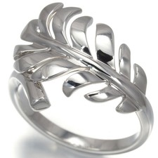 Auth CHANEL Ring Plume EU50 18K 750 White Gol...