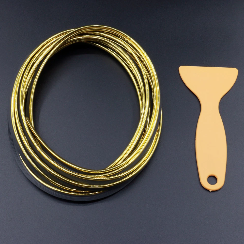 Tira de relleno interior exterior dorada universal para decoración de molduras de estilo de coche 5M Foto 3 de 4