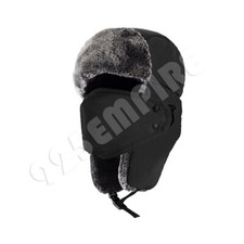 Men Women's Plain Black Russian Hat Waterproof Winter Trapper Fur Ushanka