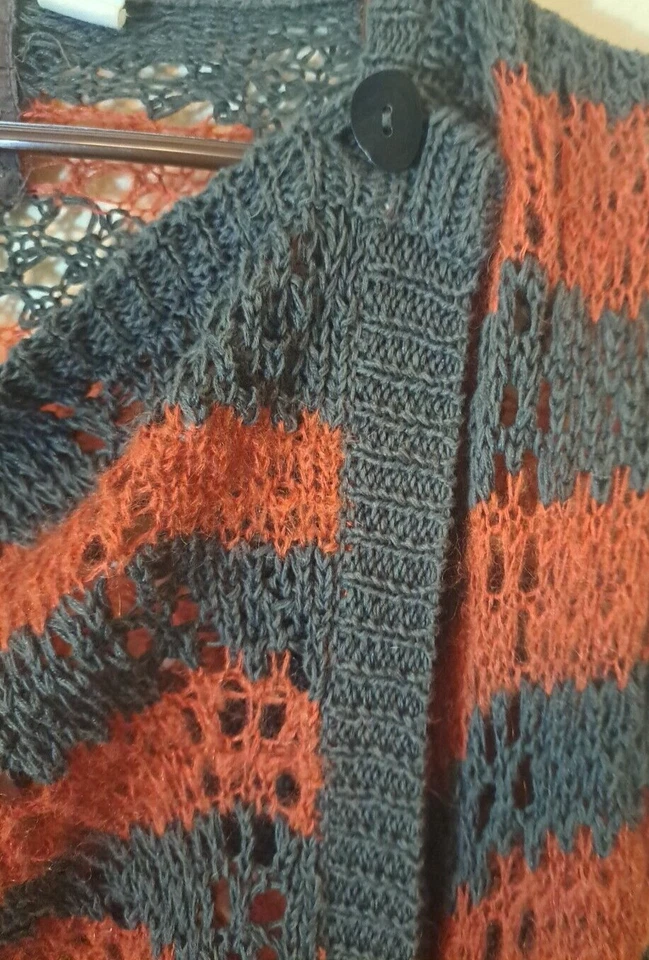 Cárdigan Anthropologie Ginebra Mujer Lino Mohair Mezcla Lana Gris Rojo XS Foto 3 de 4