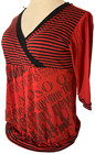 Damen Jersey Shirt Gr.XXL Schwarz, Rot, Gestreift ms mode