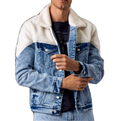 Men trucker jean jacket sherpa M-XL Vtg 80s Style Not Lined streetwear NEW