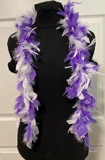 Purple And White Party Mardi Gras 2 ft Thin Chandelle Feather Boa