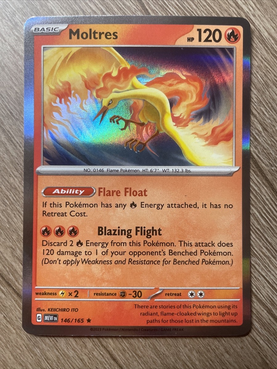 Pokemon Moltres 146/165 Rare Holo Scarlet & Violet 151 Never