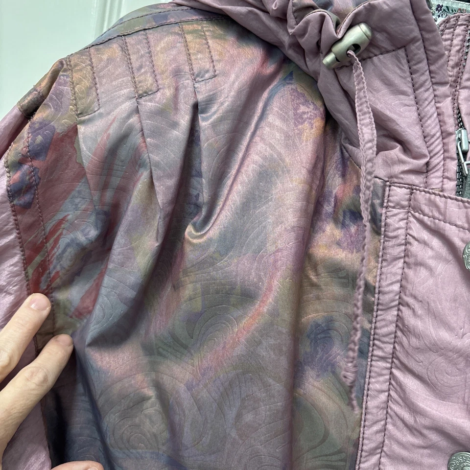 Vtg OBERMEYER 1980s Snowflake Iridescent Rose Gold Women’s Ski Jacket Shell 10 - Image 4 of 4