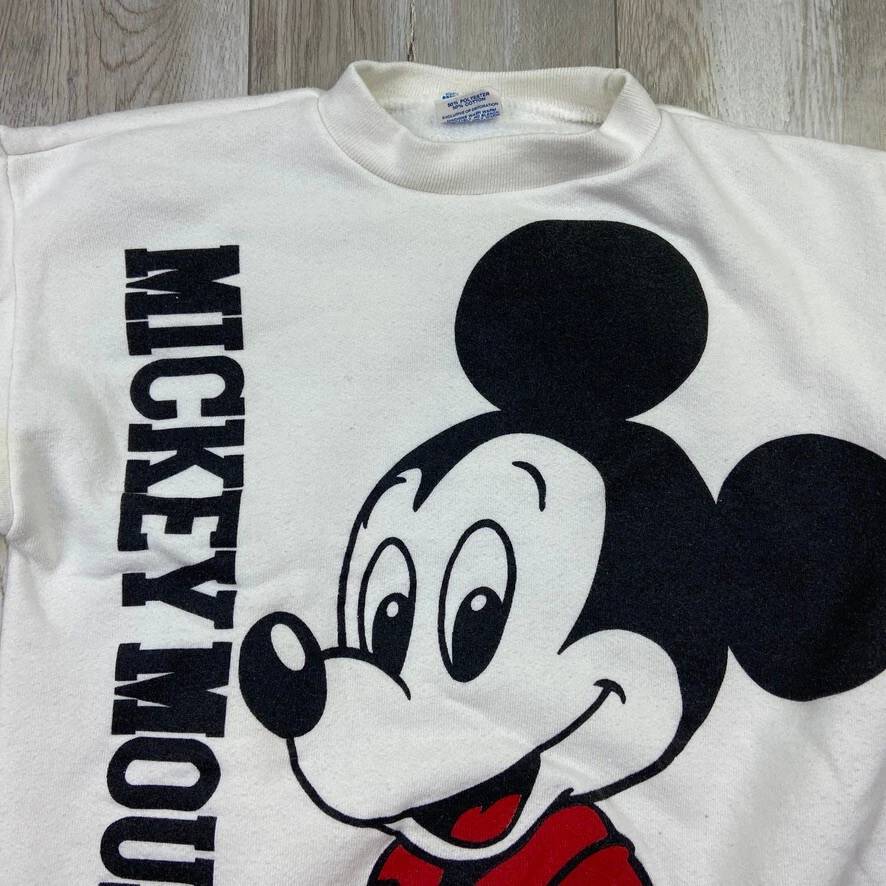 Sudadera DE COLECCIÓN Walt Disney Mickey Mouse Grande Blanca Doble Cara Juvenil Años 80 Foto 2 de 4
