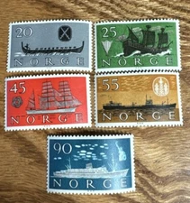 NORWAY , 1960 , SHIPPING INDUSTRIES , SET OF 5 STAMPS , PERF , MNH