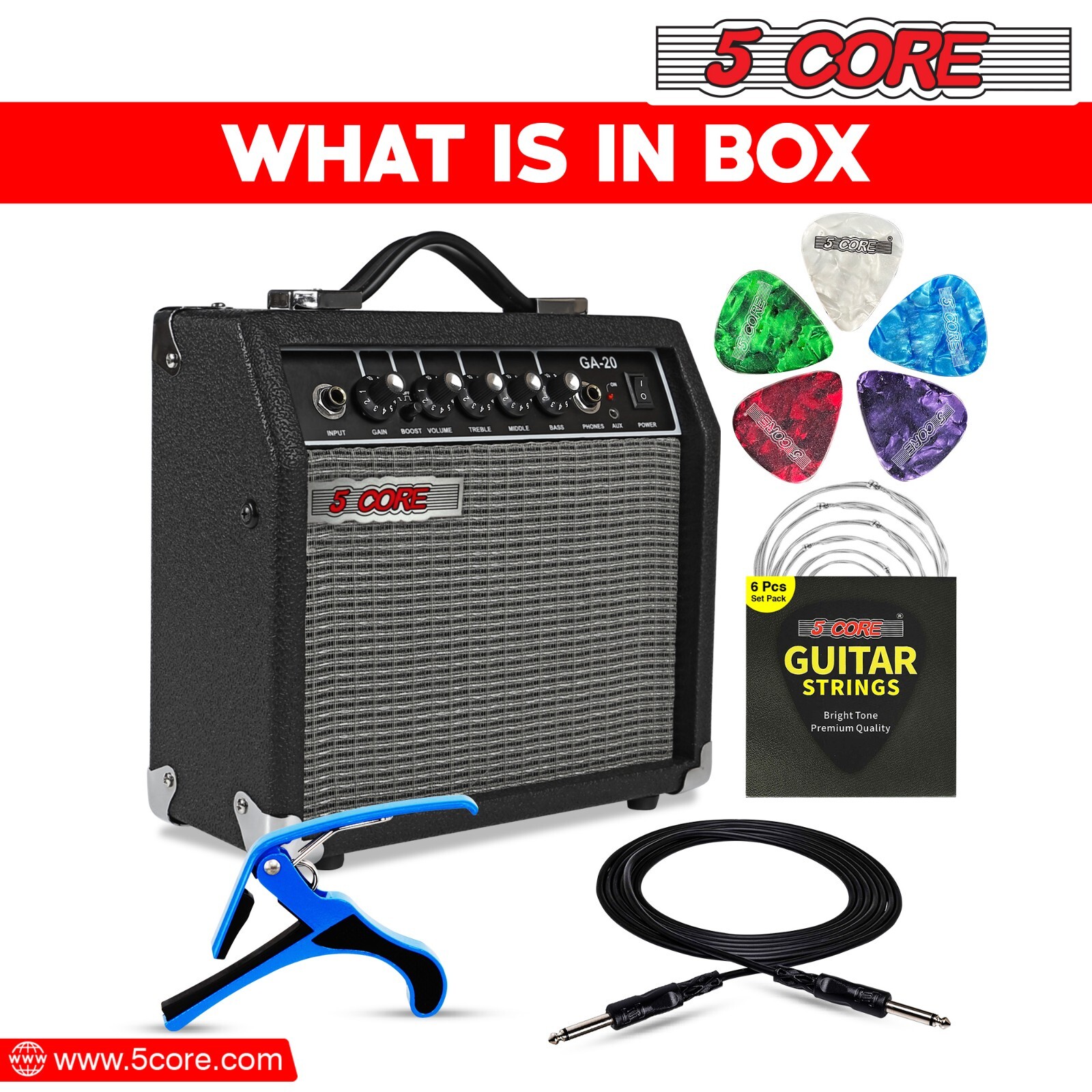 5Core 20W Amplifier Portable Guitar Amp for Electric Guitar Powerful