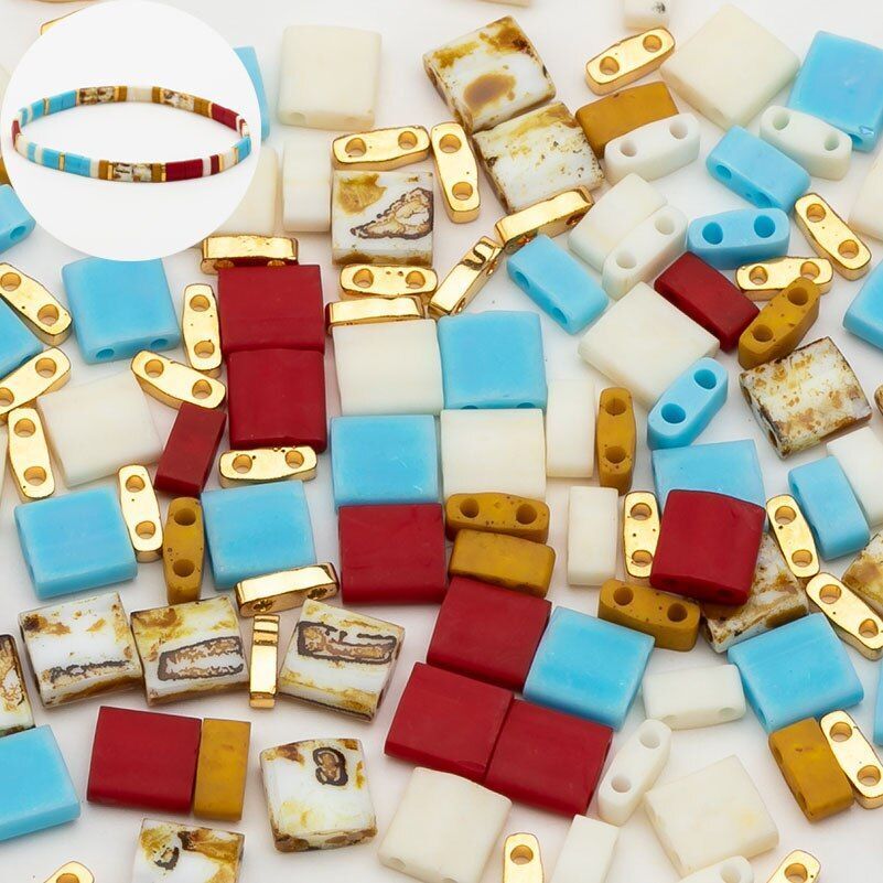 Glass Tila Beads Multicolor Square Pearl Beads Jewelry Making Findings  5grams Ba