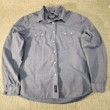 Rough Stock Panhandle Slim Mens L Pearl Snap Western Shirt Blue Stripe Cowboy