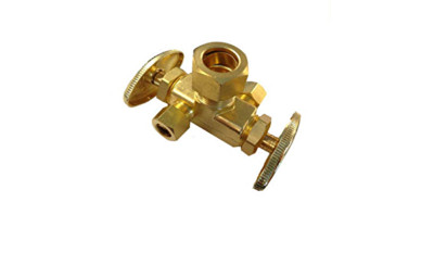 PROFLO PFXDC322R 5/8'' X 3/8'' X 3/8'' Multi Turn Dual Handle Angle Supply Stop