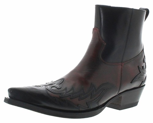 Sendra Boots 16698 Negro Rojo Hombre Botas Vaqueras Botín Occidental Negro - Imagen 3 de 11