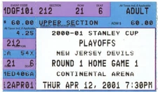 2001 Stanley Cup Round 1 Game 1 Ticket NJ Devils vs Car. Hurricanes Apr 12,2001