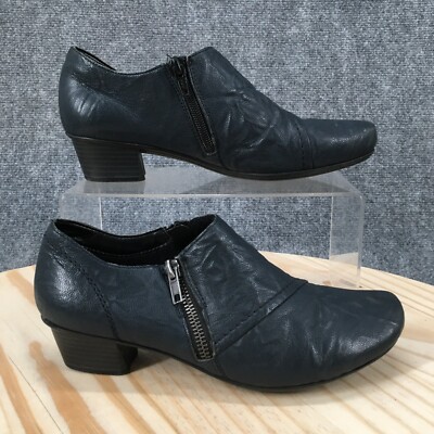 Rieker Boots Womens 37 Samantha 51 Ankle Bootie Blue Side Zip Casual Block Heels