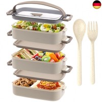 Brotdose - 3 Etagen Lunchbox FüR Erwachsene - 2200Ml Bento Box, Mit Besteck Und