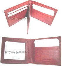 Lot of 2 new men's leather billfold wallet 9 credit card slots id new bifold