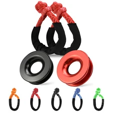 2/4x 55000lbs Soft Shackle Rope with Ring Sleeves for Sailing ATV SUV UTV Truck