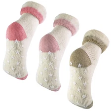 Womens Thick Warm Thermal Brushed Alpaca Wool Slipper Bed Socks with Grips LAWS