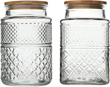 60 FL OZ/0.5 Gal Vintage Glass Storage Jar with Airtight Lid Set of 2 Kitchen