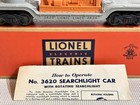 LIONEL POSTWAR CLEAN 3620 ORANGE ROTATING SEARCHLIGHT CAR W/ BOX/'55 MANUAL LF — photo 8