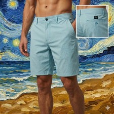 ONeill Hybrid Mens 38 Shorts Light Blue Textured Stretch Boardshorts SP1105105
