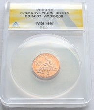 2009 Lincoln Cent Double Die Extra Thumb DDR-007 WDDR-008 MS66RD Formative Years