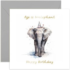 Old English Co. Age Is irrelephant Birthday Card for Her - Funny Elephant Par...