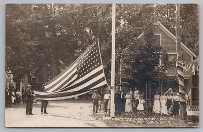 Raising The 46 Star Flag, July 4,1912, Alton, Illinois-RPPC Postcard B38