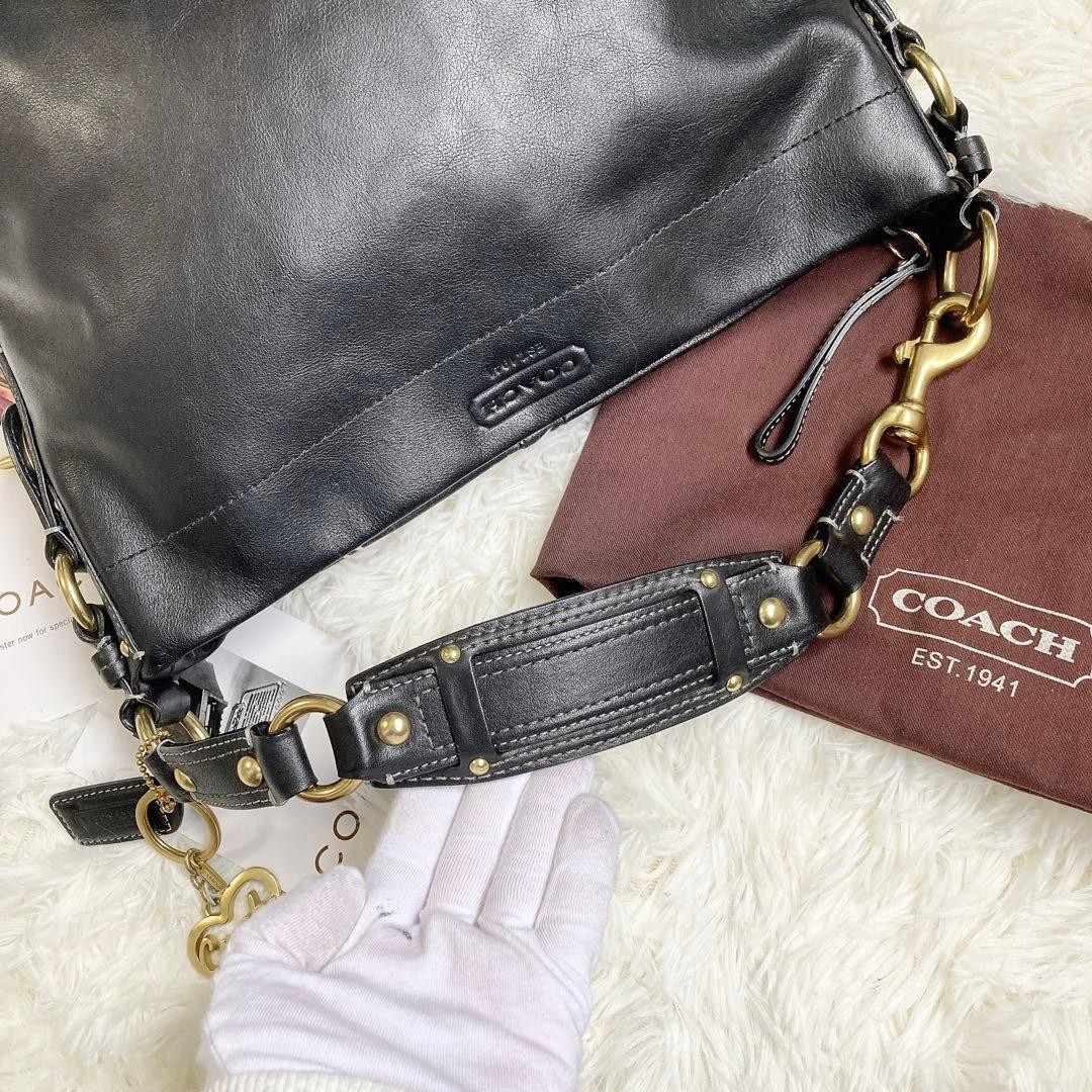 バッグ y2k coach handbag archive leather black Coach Vintage Shoulder Bag Leather Black Unused Archive Y2K