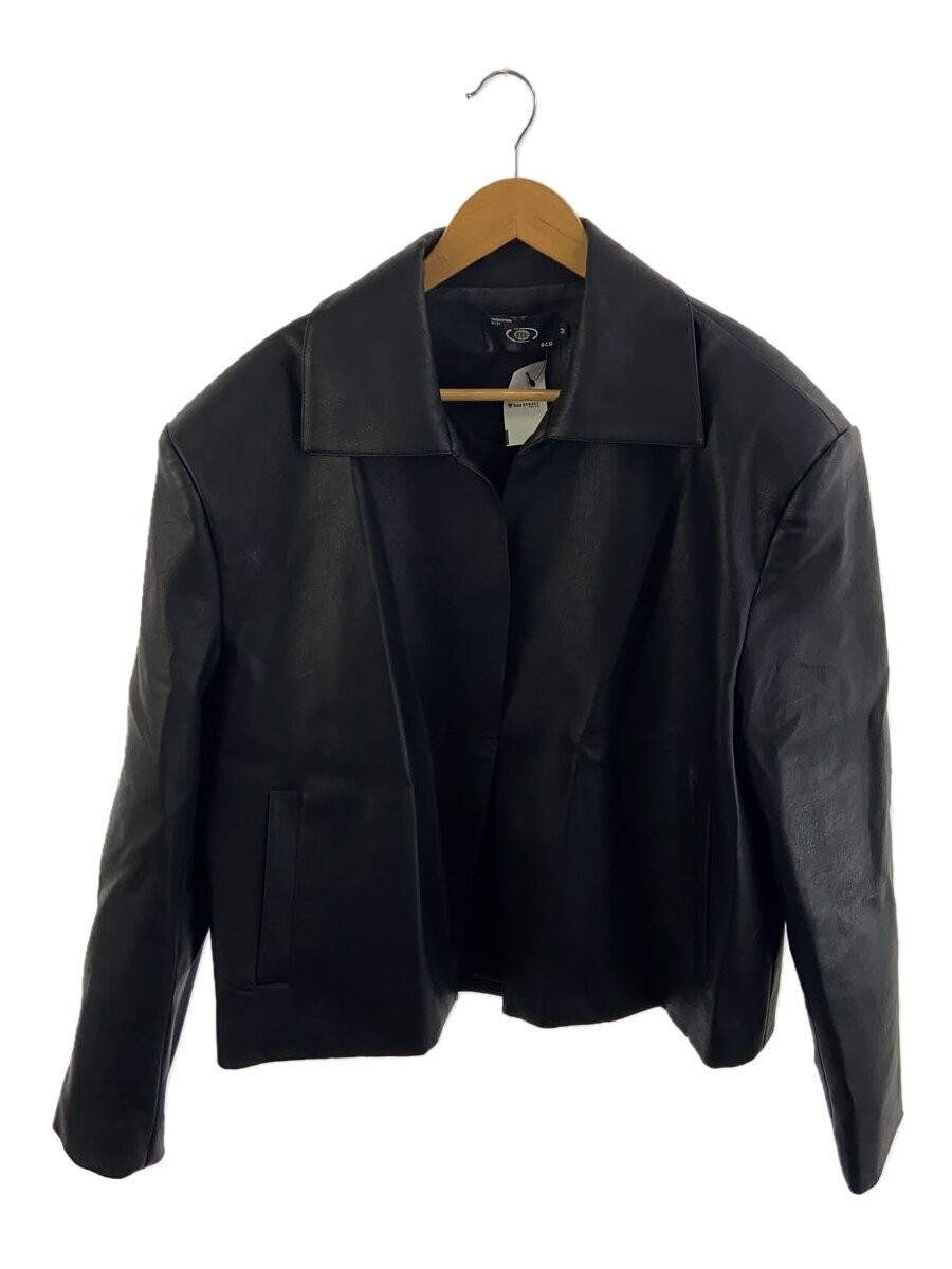 Scd Production Men's Black Leather Jacket in Polyester