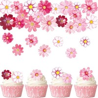Tortendeko Essbar 65 GlüCksblumen Rosa Weiß FüR Kuchen Dekoration 65 StüCk