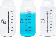 17oz/500ml Wide Mouth Plastic Bottles with Airtight Lids, Graduated Food Grade